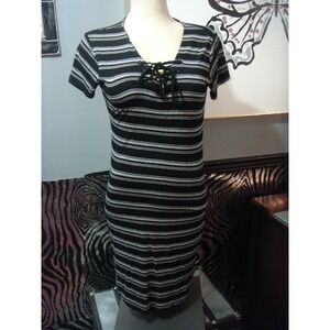 Cotton Candy juniors black grey L dress tie neck short sleeve‎